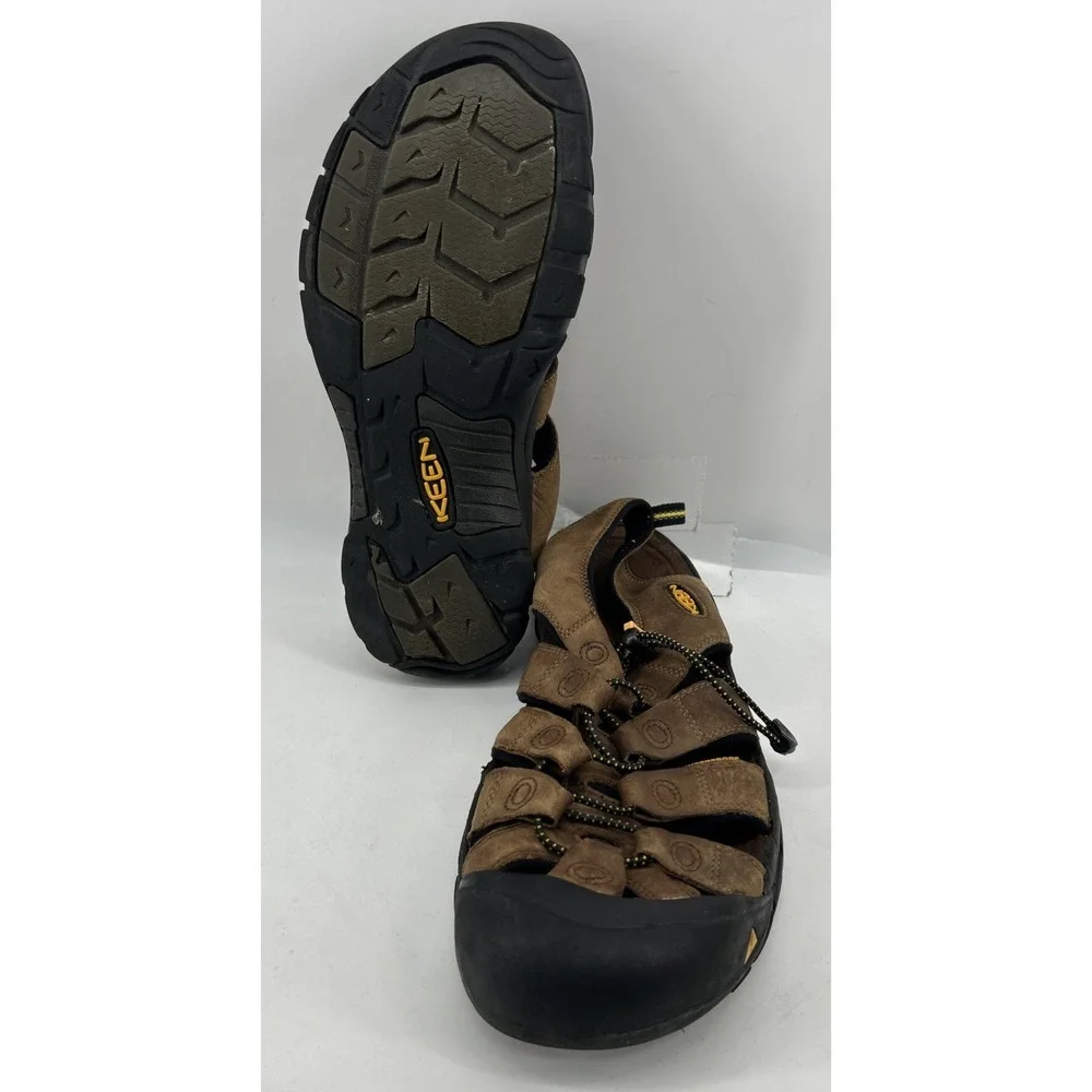 Keen Newport H2 Leather Sandals Closed Toe Bison Brown Men's Size 14
